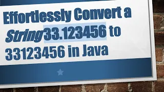 Effortlessly Convert a String 33 123456 to 33123456 in Java