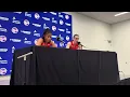 Caitlin Clark and Ty Harris speak to reporters after Indiana Fever beat Dallas Wings