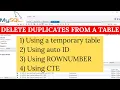 DELETE DUPLICATE ROWS FROM A TABLE IN SQL 4 ways