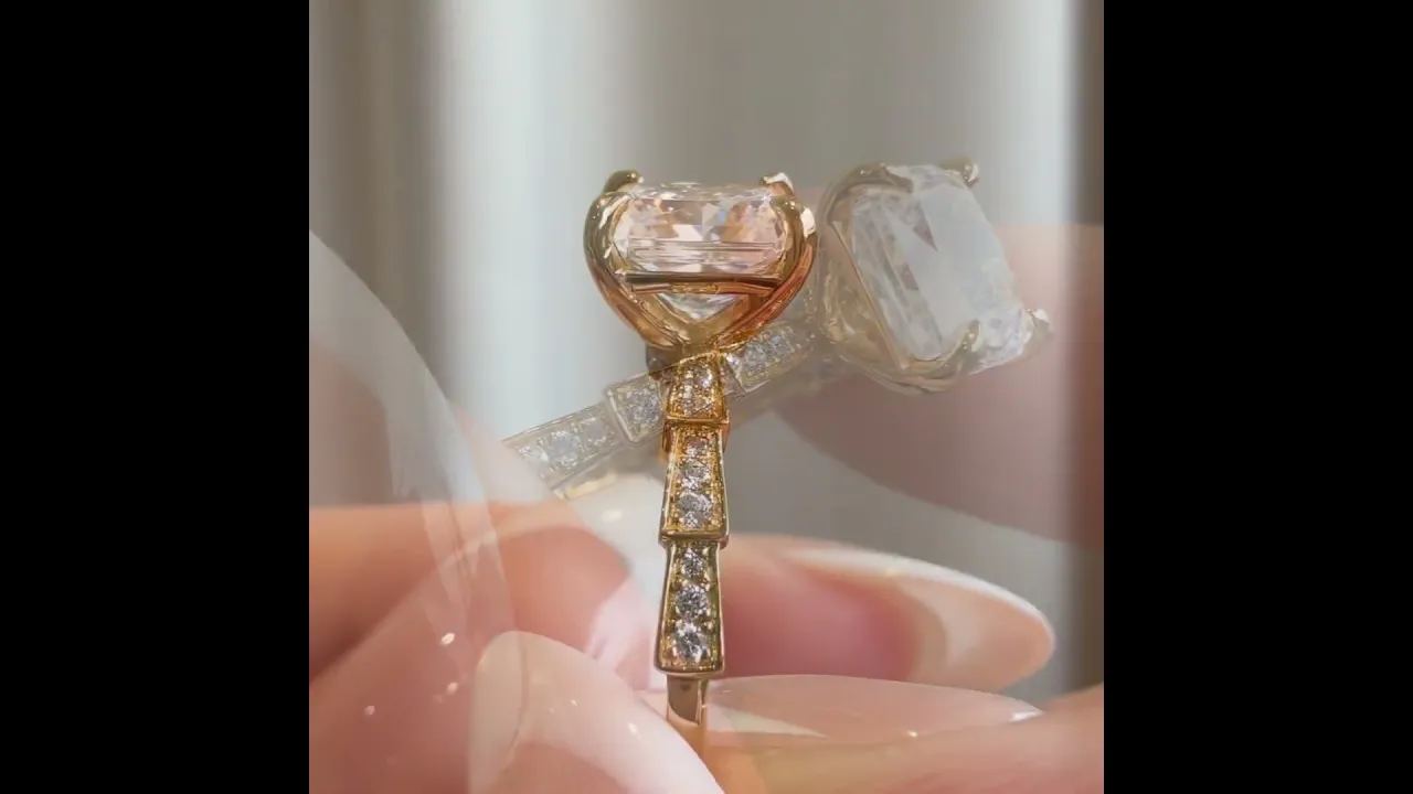 Brielle丨Hidden Halo Asscher Cut 3CT Lab Grown Diamond Pave Ring