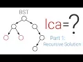 Lowest Common Ancestor in a Binary Search Tree - Part 1 Recursive Solution
