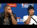 Jalen Brunson and Josh Hart reaction after Hart says inch for inch