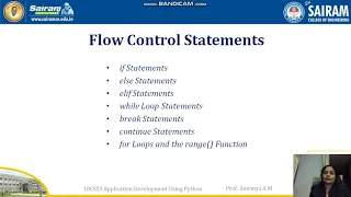 Lecture 18CS55 Module1 PythonBasics FlowControl 2 Sowmya