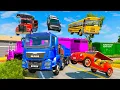 Download Lagu Double Flatbed Trailer Truck vs SpeedBumps - Small to Giant Cars vs Giant Bulge #5 - BeamNG.drive