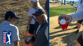 Golf ball lands in fan s drink and Adam Schenk STILL makes birdie