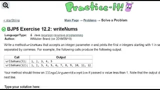 Java Practice It Exercise 12 2 writeNums recursion recursive training