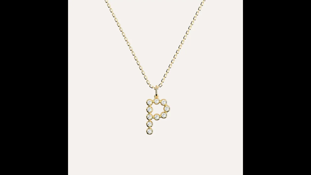 Letter P Initial Necklace Bubble Pendant