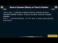 How to Convert Binary to Text in Python