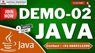Java Demo 02 Core Advance Training Java Tutorial for Beginners Harsha Trainings