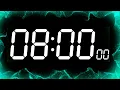 8 Minute Countdown Timer White Digits on Black Background 480 Second Countdown Timer