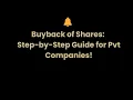 Buyback of Shares by Private Companies under Companies Act 2013 Step-by-Step Legal Guide