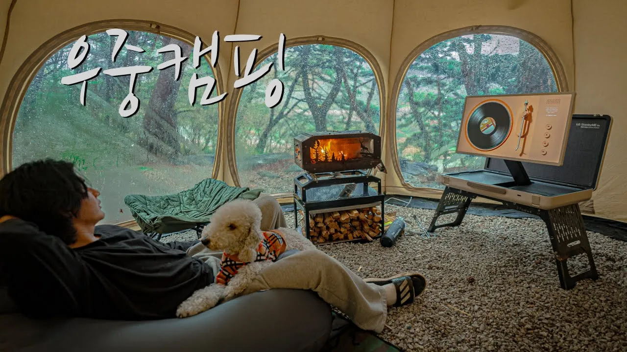 커다란 벚꽃나무 아래에 방 1, 거실 1 작은 집을 짓고 즐기는 우중캠핑 l 스탠바이미 Go サムネイル