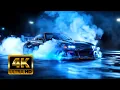 Neon Drift Car 4K Wallpaper Blue Smoke Action For PC