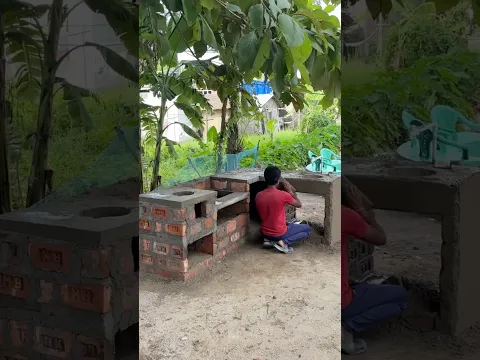 Outdoor kitchen setup using cement only