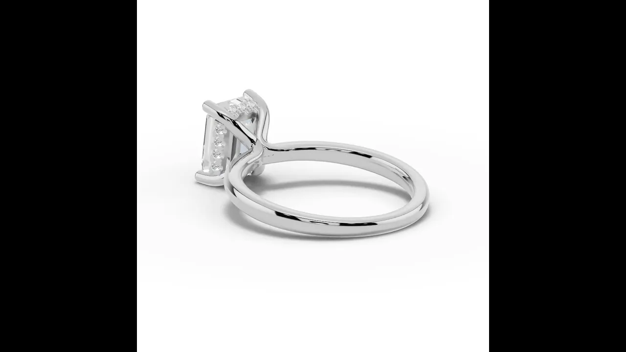 Emerald Cut Lustre Hidden Halo Solitaire