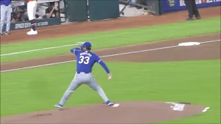 Dane Dunning warm-up pitches Rangers vs Astros 24