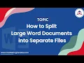 How to Split Large Word Documents into Separate Files | Split Pages in Word Document | #mswordcourse