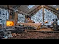 Download Lagu Camping in Heavy Snow with My Dog . 2-Room Inflatable Tent . Wood Stove ASMR