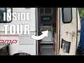 Inside tour of our 13ft Scamp trailer how we organize in a tiny space