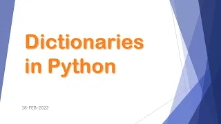 8 Dictionaries in Python
