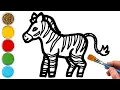 Zebra Drawing Painting and Coloring for Kids Toddlers How to Draw Paint Animals