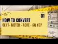 how to convert cent meter acre sq yd