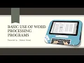 Basic Use of Word Processing Programs eLearning JU Training 2020 ELT