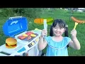 Download Lagu Kids Pretend Play Outdoor Cooking with BBQ Grill Play Set!