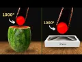 Experiment 1000 C Glowing Metal Ball vs iPhone 16 Pro Max Watermelon Cool Science Experiment