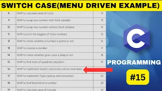 IMPLEMENT SWITCH CASE MENU DRIVEN OPTION IN C LANGUAGE INTERVIEW QUESTIONS