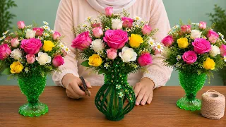 2 PLASTIC BOTTLE FLOWER VASE IDE  || Kreatif membuat Vas Bunga Dari Botol Plastik
