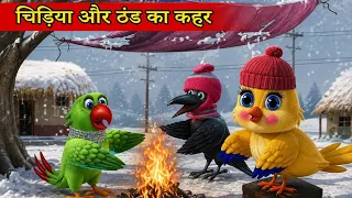 चिड़िया और ठंड का कहर | Hindi Kahani | Chidiya Cartoon | Hindi Moral Stories | Hindi Kahaniya 