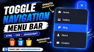 Responsive Toggle Navigation Menu Bar HTML CSS Tutorial