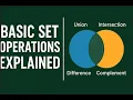 MTH 106 Unit 2 Basic Set Operations Explained Union Intersection Difference Complement