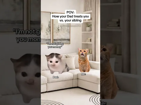 CAT MEMES 🐱How Your Dad Treats You vs. Your Sibling #catmemes #relatable #relationship