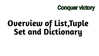 12 Overview of list tuple set dictionary in Tamil
