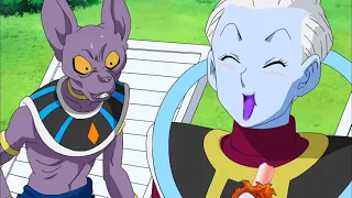 trunks suddenly attacks goku after waking up beerus and whis observe goku vs black gokus battle