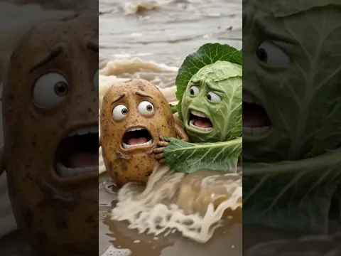 आलू गोभी का गोभी बाढ़ में बह रहा है! 🌊🥦देखिए कैसे बाढ़ के पानी में गोभी भी निकल पड़ी सैर करने