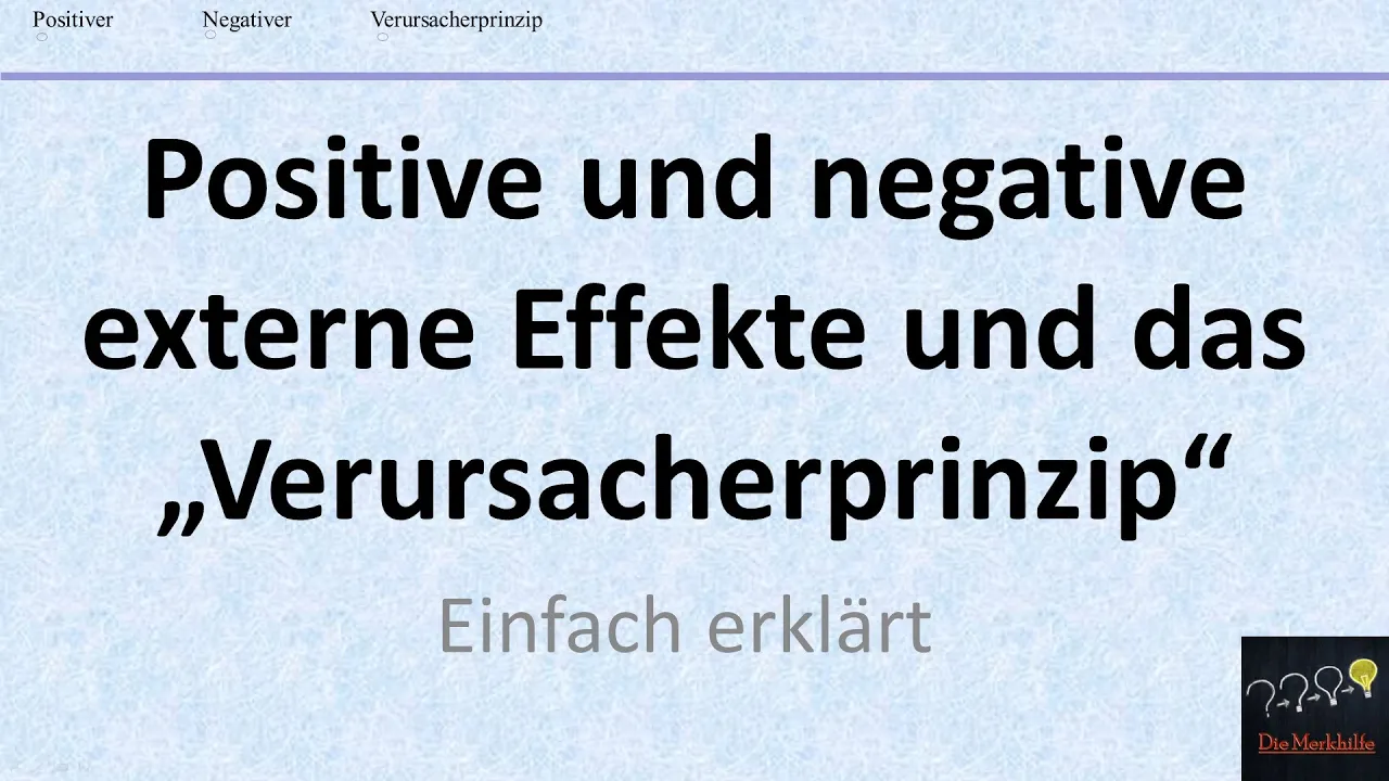 Positiver und negativer externer Effekt und das Verursacherprinzip (Alte Version)