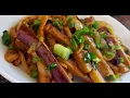 Sweet and Spicy Stir-fried Eggplant ASMR