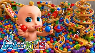 Johny Johny Yes Papa + Boo Boo Song - Learn Colors with MARBLE RUN & Color Balls | Nursery Rhymes