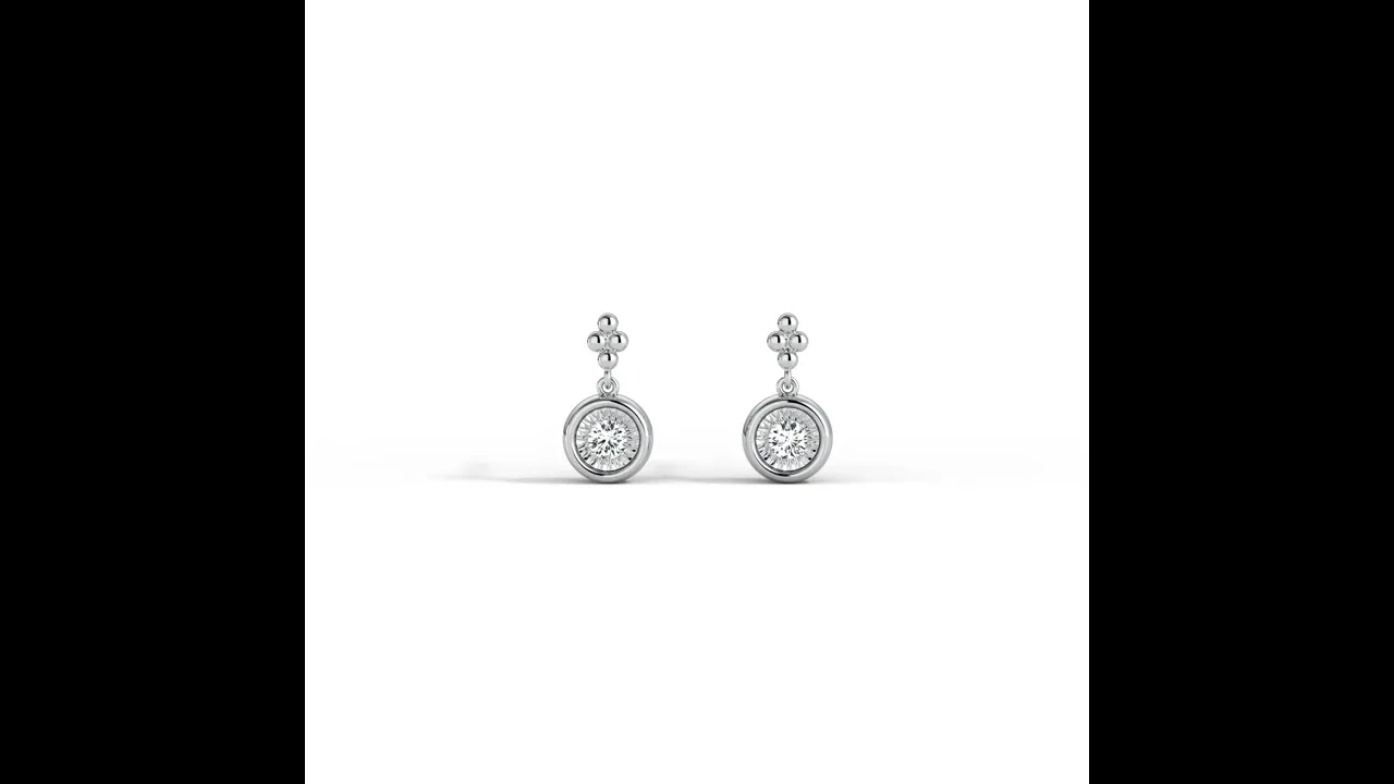 Sterling Silver Bezel Set Drop Earring with Lab-Grown Diamond
