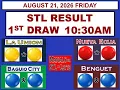 STL 1st Draw 10 30am Result STL La Union Nueva Ecija Baguio Benguet August 21 2026 FRIDAY