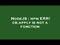 NodeJS npm ERR cb apply is not a function