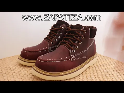 Download MP3 Botas de trabajo tipo red wing mil rayas piel vino cocidas con casquillo México