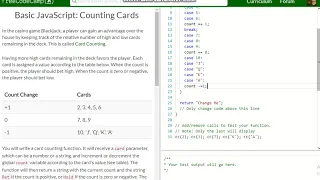 Basic JavaScript Counting Cards free code camp Dani