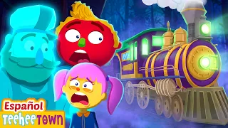 Un espeluznante y inquietante viaje en tren a medianoche | Rimas de miedo de HooplaKidz en Español