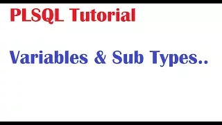 Tutorial 2 PLSQL Variables SubTypes Tutorial