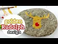 Golden Rudolph Silhouette Rock Painting Idea for Christmas Painted Stones Rock Painting 101