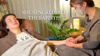 ASMR SHE MADE ME SNORE THE WHOLE TIME (DRY HEAD AND ARM MASSAGE WAS SOOO RELAXING)